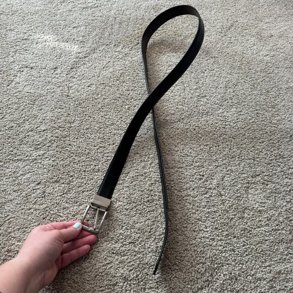 1913 Men's Genuine Leather Belt Black w/ Silver Hardware Men's Waist Size 46 - Picture 11 of 13